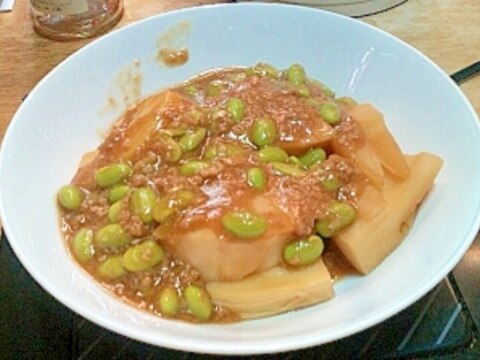 筍の枝豆そぼろあんかけ